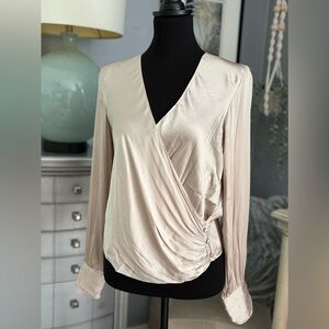 H&M taupe crossover blouse